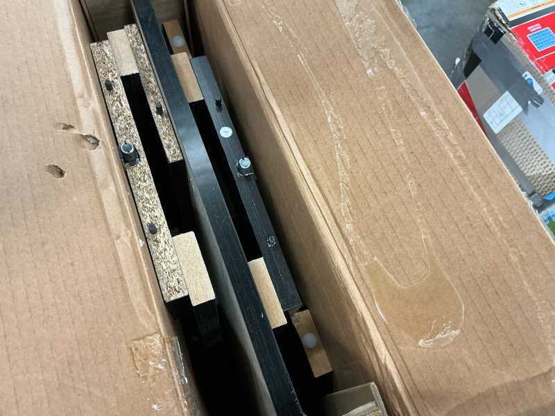 Condition photo showing As Is for mainstays quick assembly desk, black finish