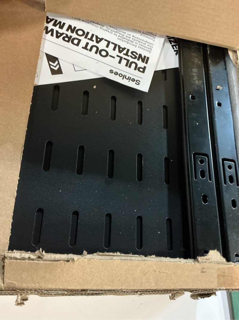 Condition photo showing Good Condition for Seinloes 6 Pack Pull out Cabinet Organizer 21"Deep with Raising Pad for Framed Cabinets, Expandable Slide out Drawers for Kitchen Cabinets with 6pcs Divider Racks, Roll out Shelves 12.1"-20.4" W Black Black 12.1"-20.4"W x 21"D(6Pack)