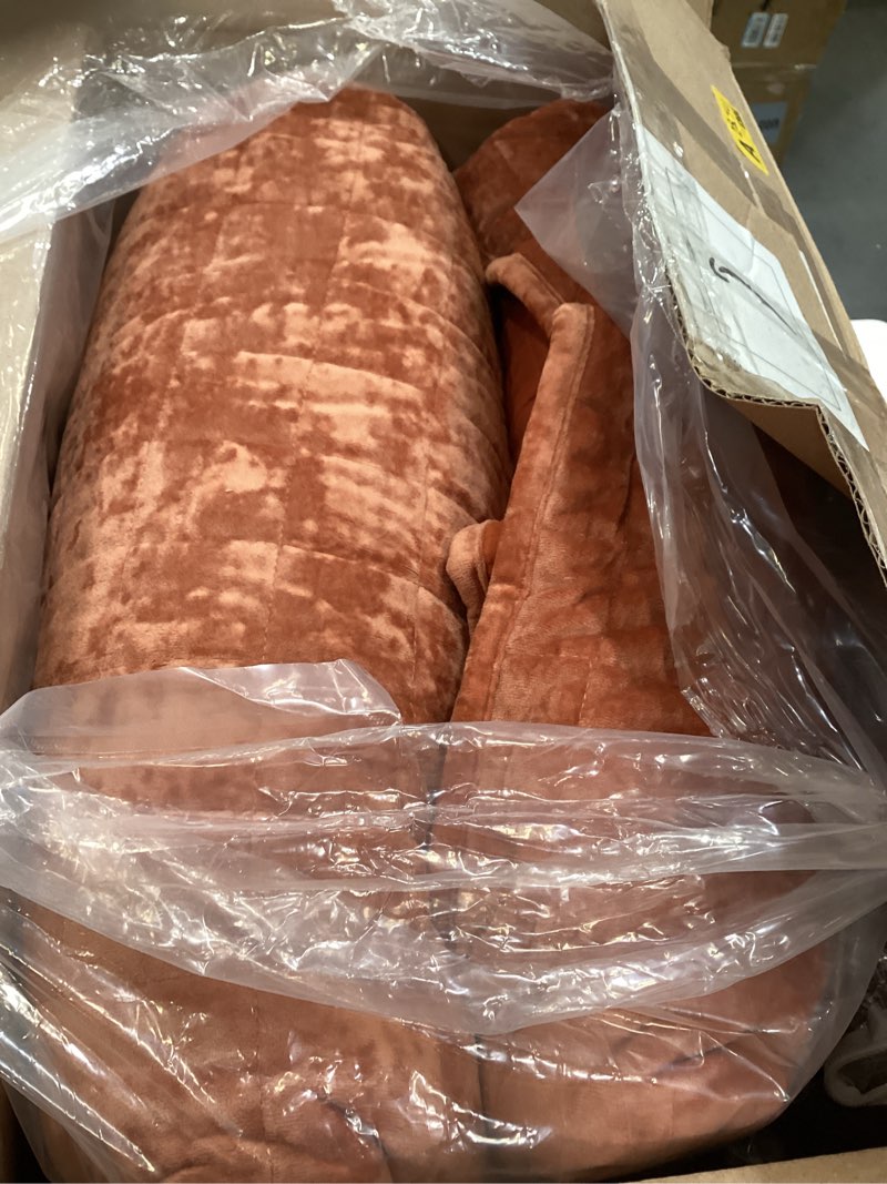 Condition photo showing Good Condition for quilt set oversized king size 120x120 luxurious velvet bedding sets with 2 pillow shams 20x36 3 pieces ultra soft quilted bedspread coverlet comforter for all season,rust rust super king-120x120