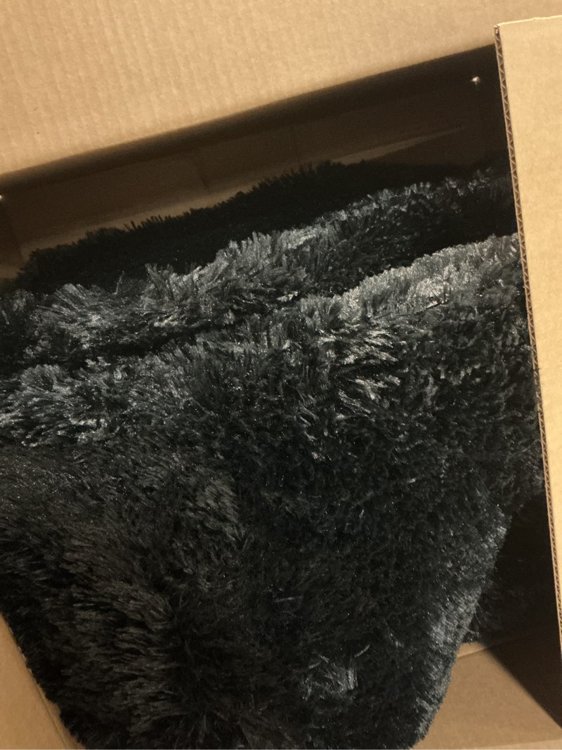 Condition photo showing Good Condition for olanly area rugs for living room bedroom, machine washable 4x5.9 ft soft fluffy shaggy bedside rug, indoor floor carpet for kids girls and boys, dorms, nursery rooms, home decor aesthetic, black 4x5.9 ft black