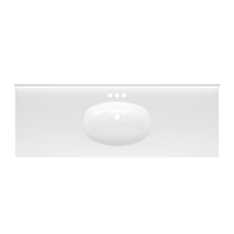 Project Source 61-in x 22-in White Cultured Marble Singl