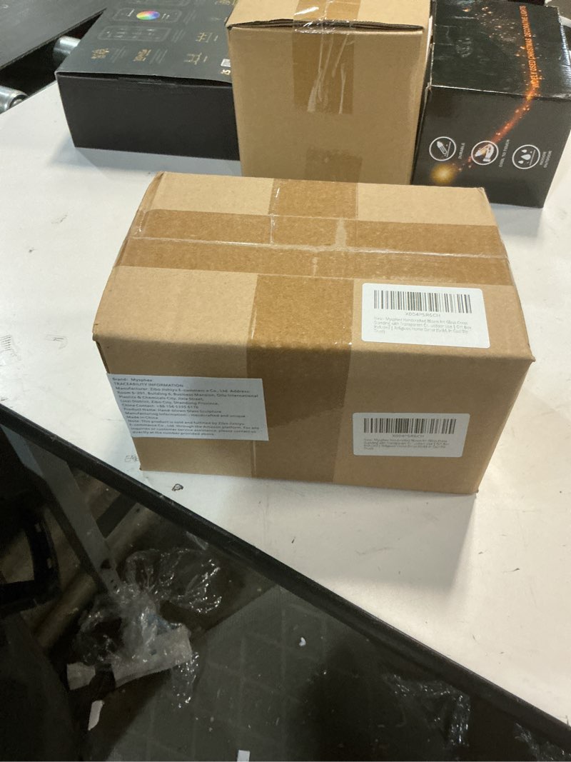 Condition photo showing New/Like New for Hand Blown Glass Cross Sculpture - Golden Christian Decor with John 3:16", Religious Gift for Home/Church, Artistic Blown Glass Ornament Gold John 3:16