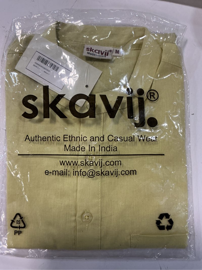 Condition photo showing New/Like New for skavij men’s pure cotton short kurta with chest pocket - solid eid & ramadan ethnic tunic m lemon
