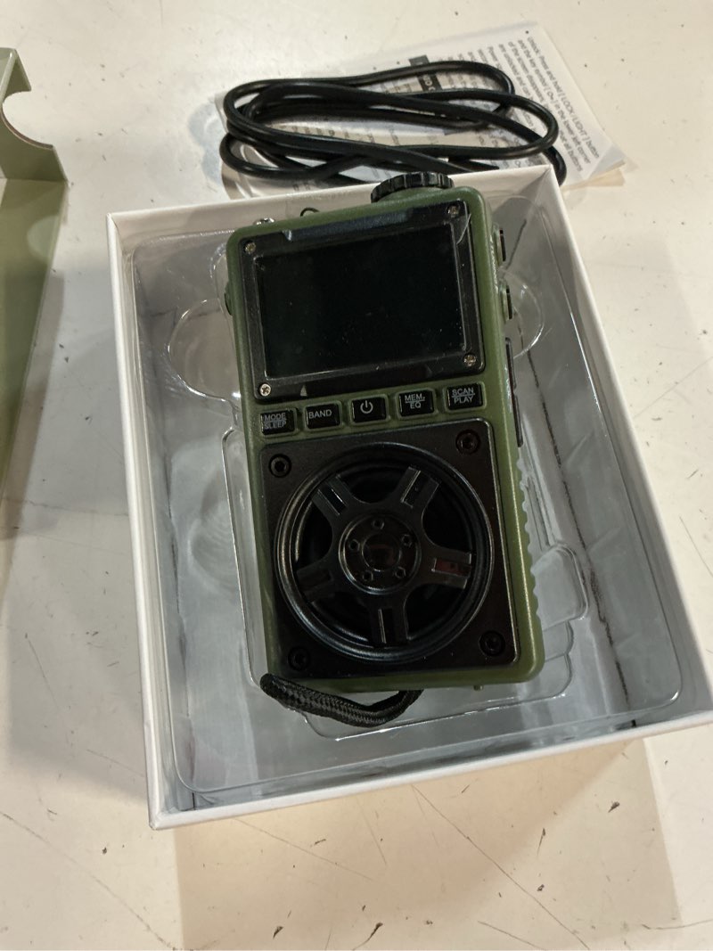 Condition photo showing New/Like New for bluetooth am fm shortwave radio with noaa weather alert,1250mah rechargeable portable pocket radio with best reception,5w big speaker, digital tuner and earphone,support sd card and usb mp3 player green