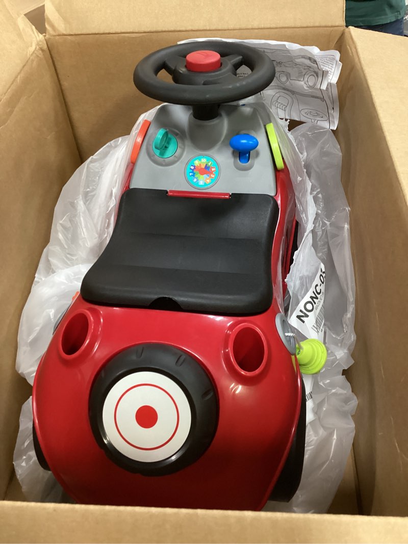 Condition photo showing Good Condition for radio flyer busy buggy, for toddlers 1-3, 3-in-1 push walker ride on car with 17 sensory activities, anti-tip feature, under-seat storage, horn and gears, 42 lb capacity, toddler ride on toys red
