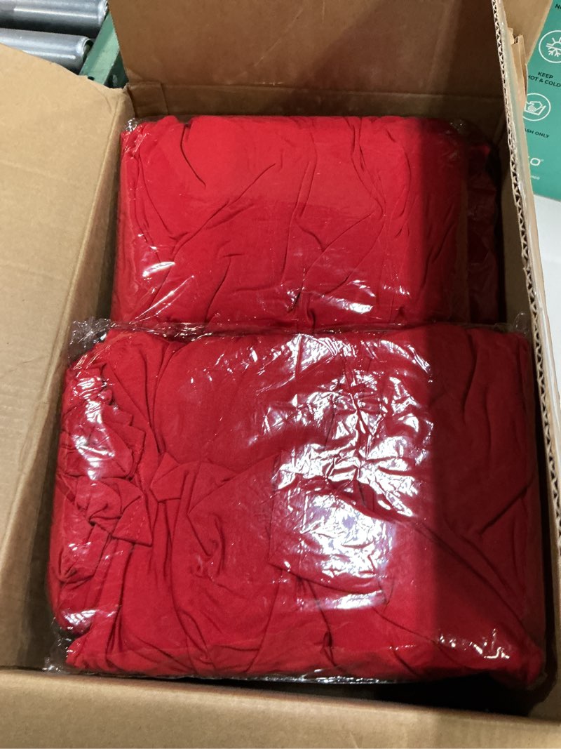 Condition photo showing New/Like New for spandex table cloths for 8 foot rectangle tables-6 pack fitted stretch red table covers-elastic christmas tablecloths for party, vendor booth display, banquet buffet event, craft trade show red 8 ft | 6 pack