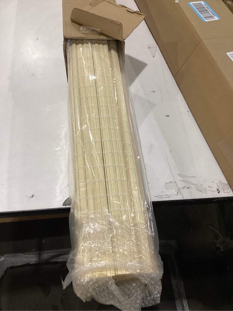Condition photo showing New/Like New for LazBlinds No Tools No Drill Cordless Bamboo Roman Shades, Privacy Window Treatment, Roll Up Bamboo Blinds for Windows 30'' W x 64'' H, Natural Privacy-natural 30" W x 64" H
