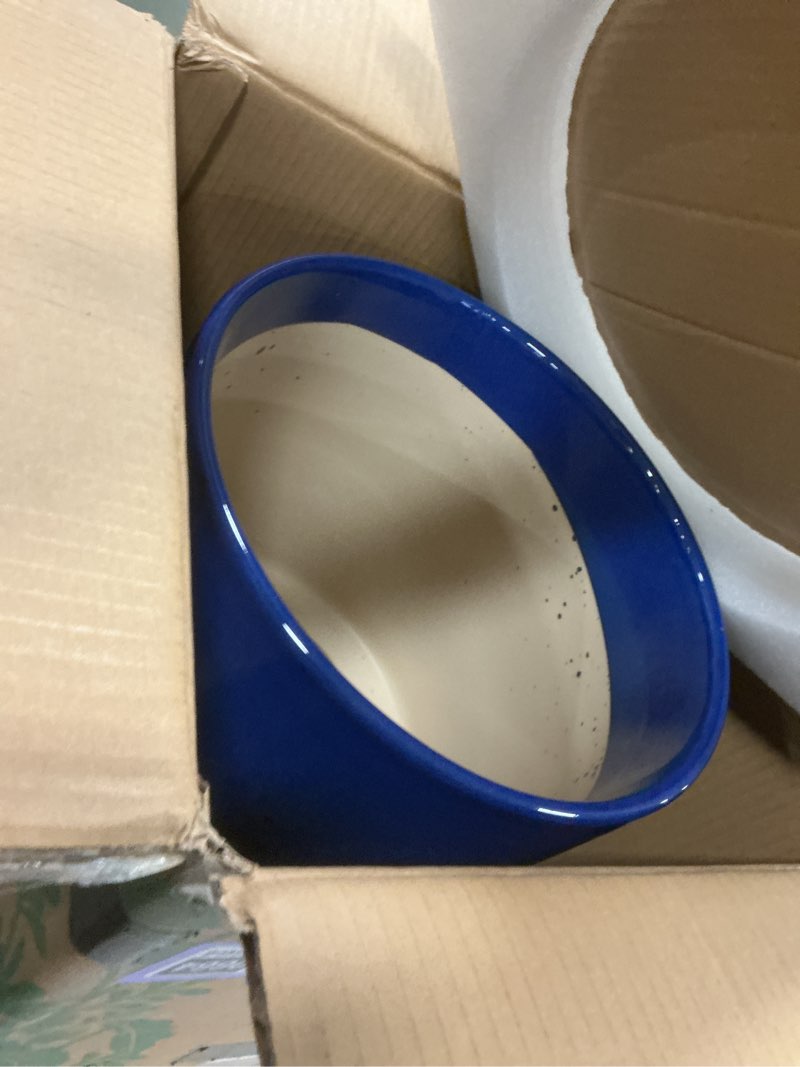 Condition photo showing New/Like New for LE TAUCI 12 Inch Pots for Plants, Ceramic Large Plant Pot for Indoor Plants, Mid-Century Modern Flower Planter Pots with Drainage Hole and Removable Plug, Round Planter Pot, Sapphire Blue 12 Inch Sapphire Blue