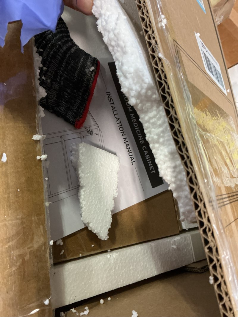 Condition photo showing Good Condition for TokeShimi 16 x 24 Medicine Cabinet Mirror, Assembly Required, Brushed Nickel Mirror Medicine Cabinet Bathroom, Beveled Aluminum Frame, Wall Mounted or Recessed, Tempered Glass Brushed Nickel 16x24 IN