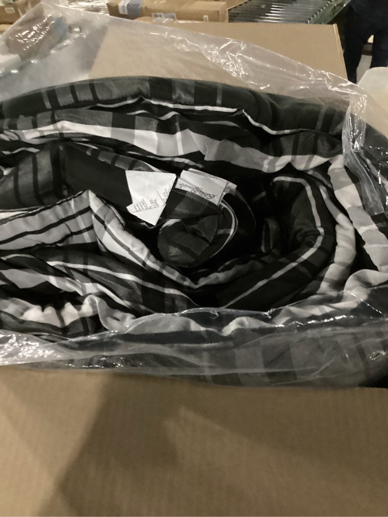 Condition photo showing Good Condition for Eddie Bauer - King Comforter Set, Super Soft Reversible Bedding with Matching Shams, Plaid Home Decor, Oeko-Tex Certified (Saddle Mountain Plaid Black, King) King Saddle Mountain Plaid Black
