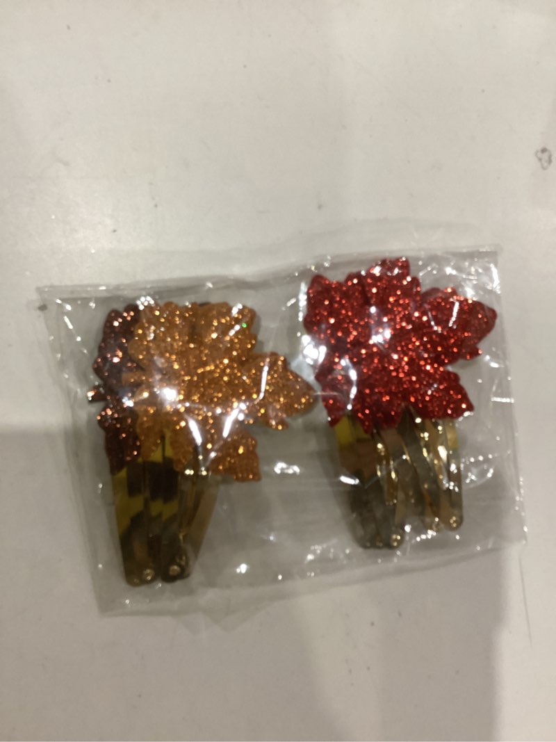Condition photo showing New/Like New for 12PCS Fall Maple Leaf Hair Clip Glitter Red Brown Gold Autumn Hair Accessories for Women Thanksgiving Leaves Hair Clip Festive Fall Hairpins Holiday Hair Accessory Party Gifts