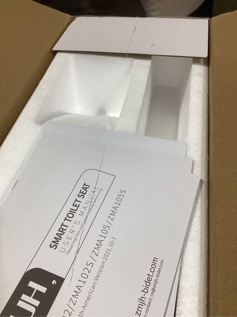 Condition photo showing New/Like New for zmjh zma102d bidet toilet seat, round smart unlimited warm water, vortex wash, electronic heated, warm air dryer, rear and front wash, led light, need electricity, white, (round)