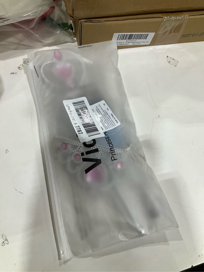 Condition photo showing New/Like New for vicloon princess dress up accessories, 2pcs princess crown and wands for little girls, jewelry toy gifts set christmas pink