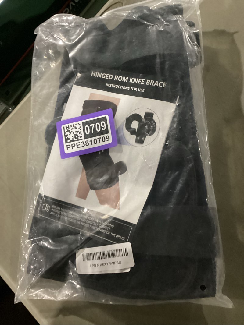 Condition photo showing New/Like New for hinged rom knee brace, post op knee support orthosis with side stabilizers & locking dials for arthritis, meniscus tear, acl, mcl, medical rom knee brace for knee pain (basic, large) basic large