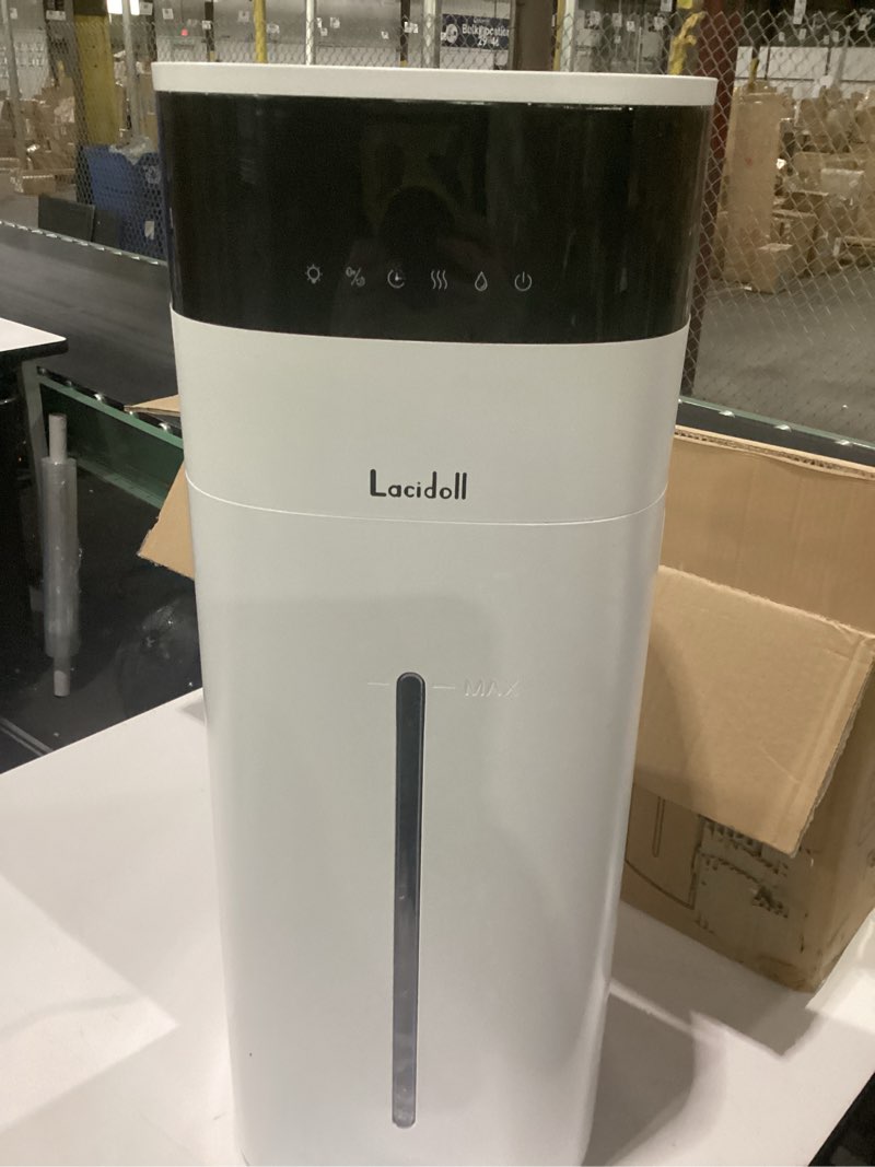 Condition photo showing As Is for incomplete cool and warm mist humidifier large room, 5.3gal/20l humidifiers for home 2500 sq ft, air humidifiers for bedroom with diffuser&extended tube, whole house humidifiers for nursery baby plants white