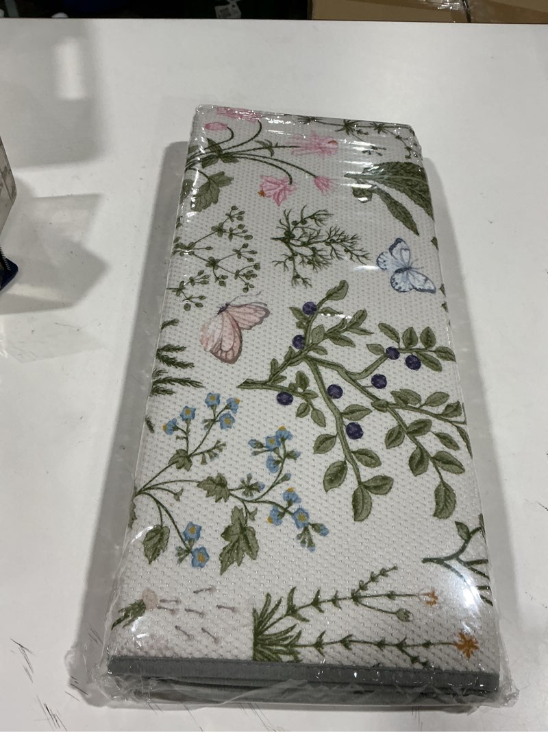Condition photo showing As Is for Printed Dish Drying Mats for Kitchen Counter 2 Pack Super Absorbent Reversible Drying Mats Microfiber Kitchen Countertop Protector Dishes Drying Pad,18"x24" (Flower and Gras, 18" x 24") Flower and Gras 18" x 24"