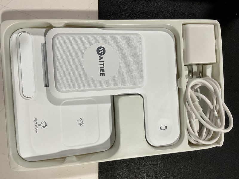 Condition photo showing Good Condition for waitiee wireless charger 3 in 1, 15w fast charging station for apple watch 10/9/8/ultra 2/ultra/se/7/6/5/4/3/2, for airpods 4/3/2/pro for iphone 16/15/14/13 /plus/pro/pro max/12/11(black)