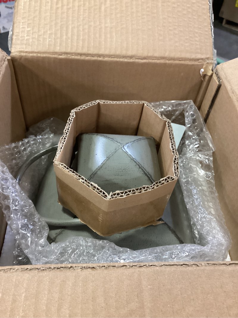 Condition photo showing Good Condition for Glitzhome Mondern Farmhouse Wood Metal Hanging Lantern Decorative Candle Lantern White #1 (No Glass) Distressed White