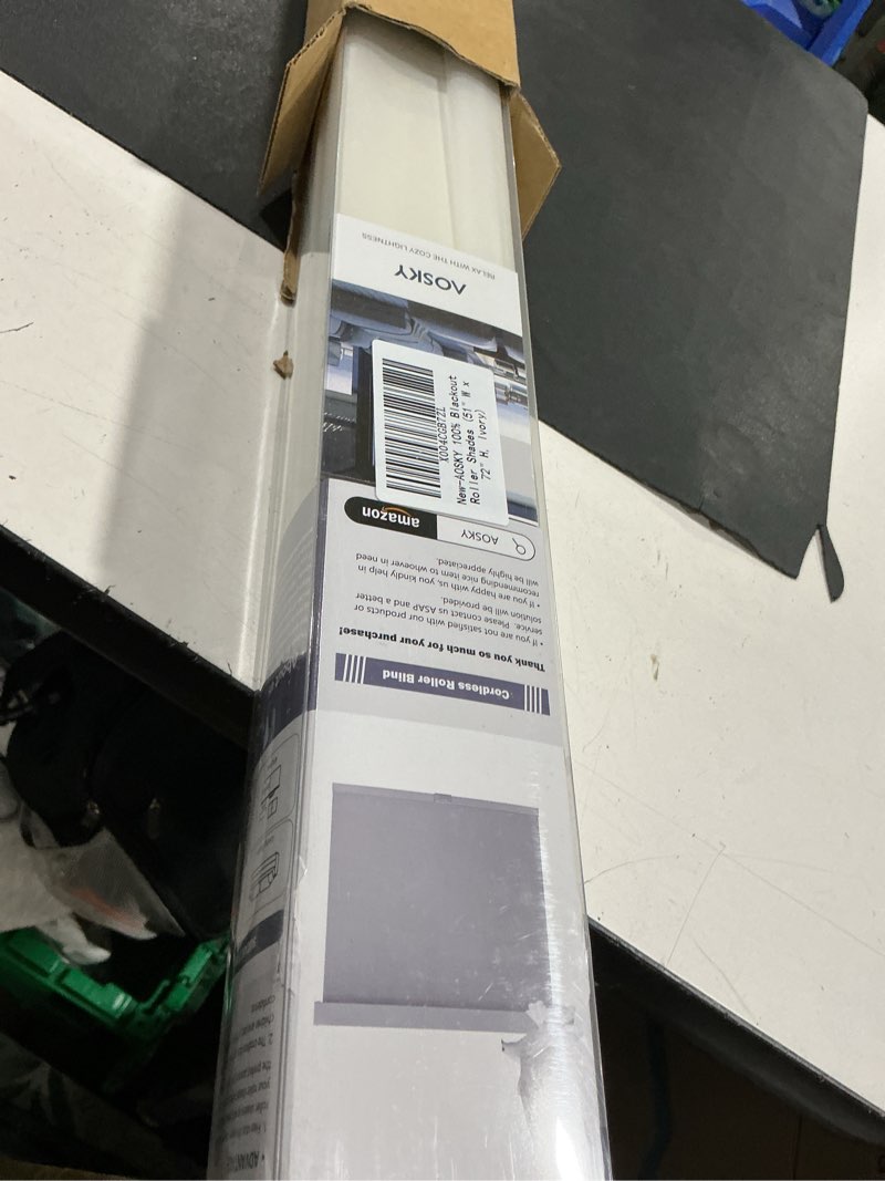 Condition photo showing Good Condition for aosky cordless blackout roller shades, 51" w x 72" h, ivory | cordless free-stop design, built-in valance, thermal insulated fabric, uv protection for home & office ivory 51"w x 72"h