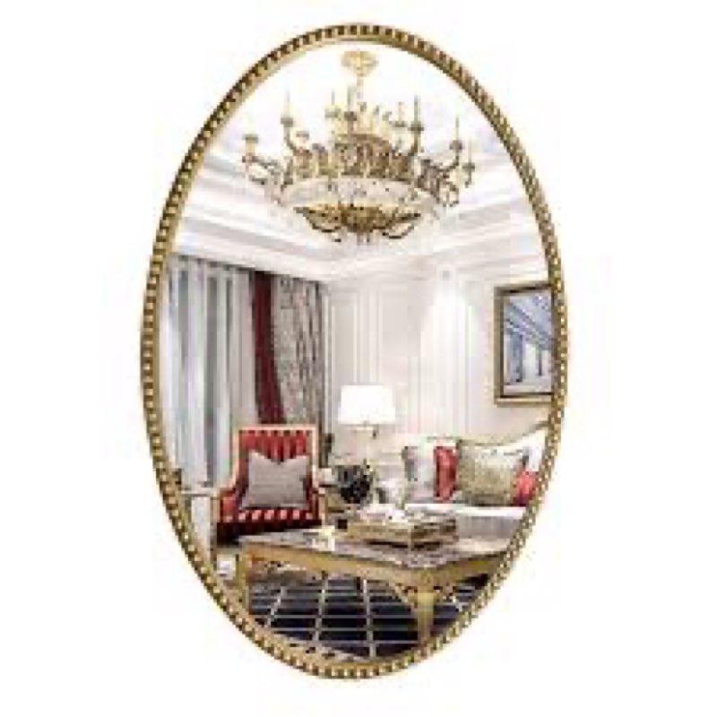 Oval Beaded Decorative Wall Mirror.  ( white damaged)