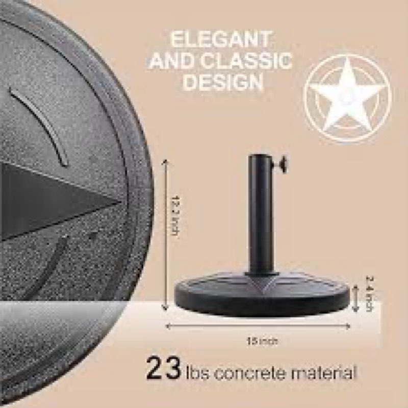Hooyeatlin Patio Umbrella Base – Elegant Weighted Umbrella Stand Outdoor Base, 23lbs Heavy Duty Umbr