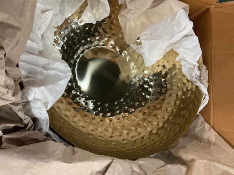 Condition photo showing Good Condition for creative co-op round hammered metal bowl, gold finish, 14"