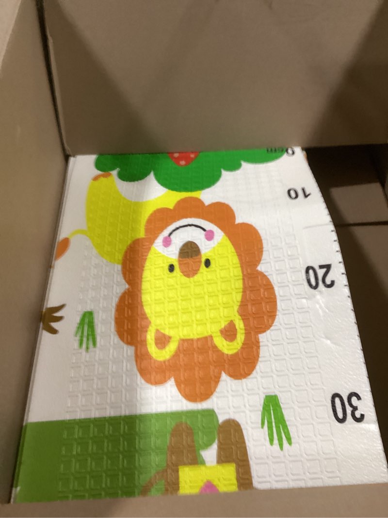 Condition photo showing As Is for Bammax X-Large 78" x 70" x 0.4" XPE Foam Padded Baby Play Mat + Travel Bag | Waterproof, Reversible & Foldable Design | Baby Crawling Mat & Kids Play Mat – Giraffe & Mixed Animals Giraffes