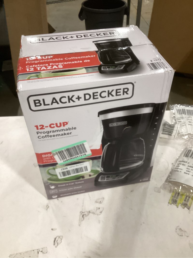 Condition photo showing Good Condition for BLACK+DECKER 12-Cup Digital Coffee Maker, Programmable, Washable Basket Filter, Sneak-A-Cup, Auto Brew, Water Window, Keep Hot Plate, Black Black Hot Brew