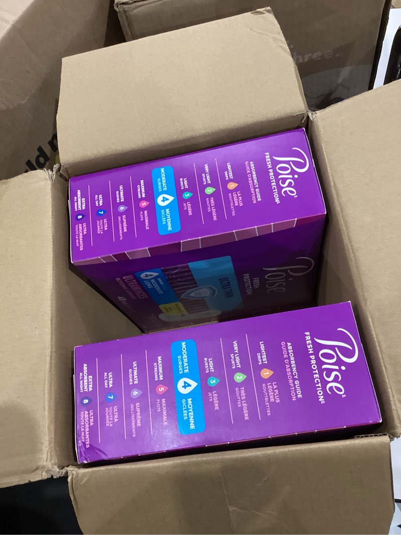 Condition photo showing Good Condition for (((incomplete )))poise ultra thin incontinence/bladder control pads, moderate absorbency, long length, 144 (3 packs of 48) count