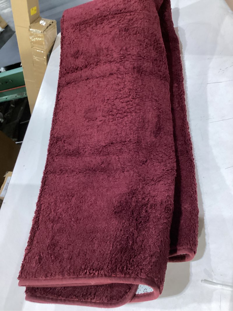 Condition photo showing Good Condition for *similar to stock* fluffy burgundy red rugs for bedroom, 4x6 feet dark red area rug for living room, soft shaggy plush cute floor carpet for boys kids girls bedroom, non slip and washable carpets for home decor 4' x 6' (rectangular) a-wine red