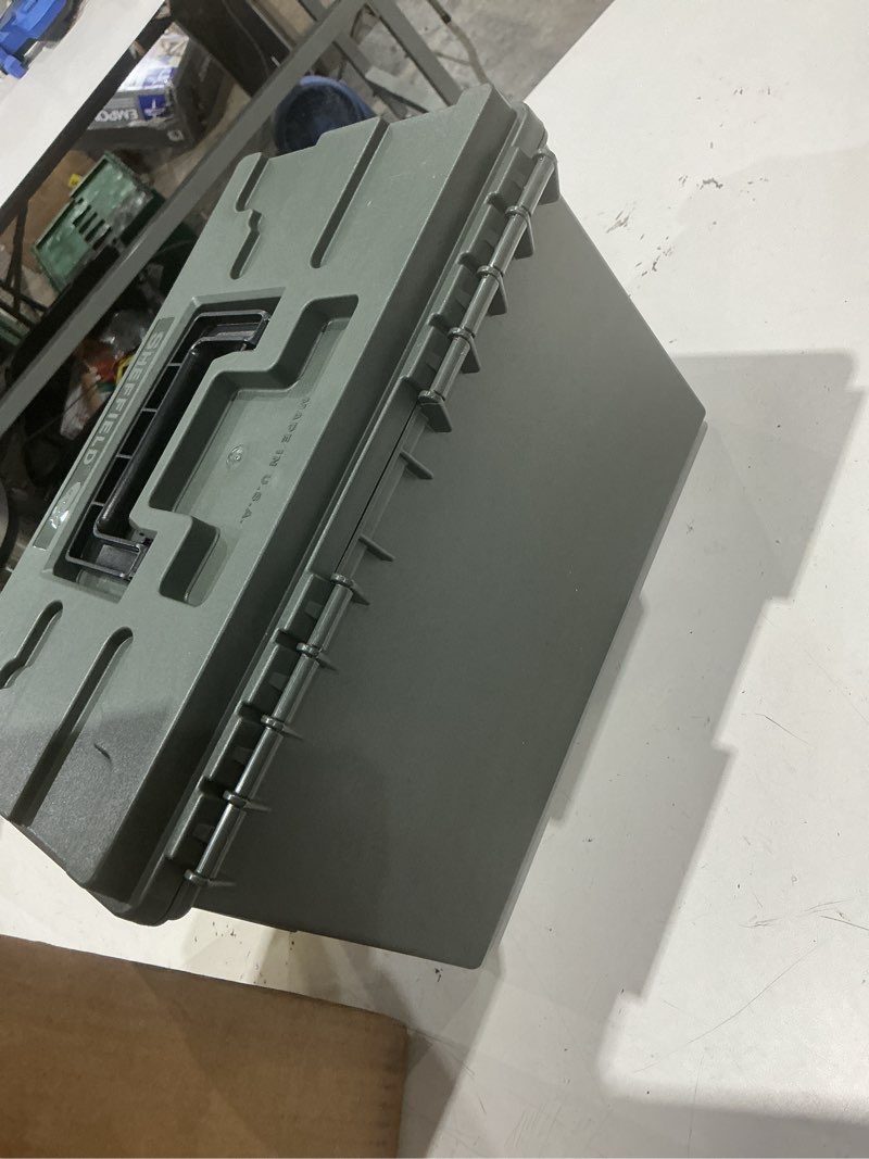 Condition photo showing Good Condition for sheffield xl ammo box made in usa, stackable lockable ammo storage box | 2 pack lockable storage box, water and dust resistant dry box, secures hunting gear, gun accessories, supplies, and bullets green xl 2-pack