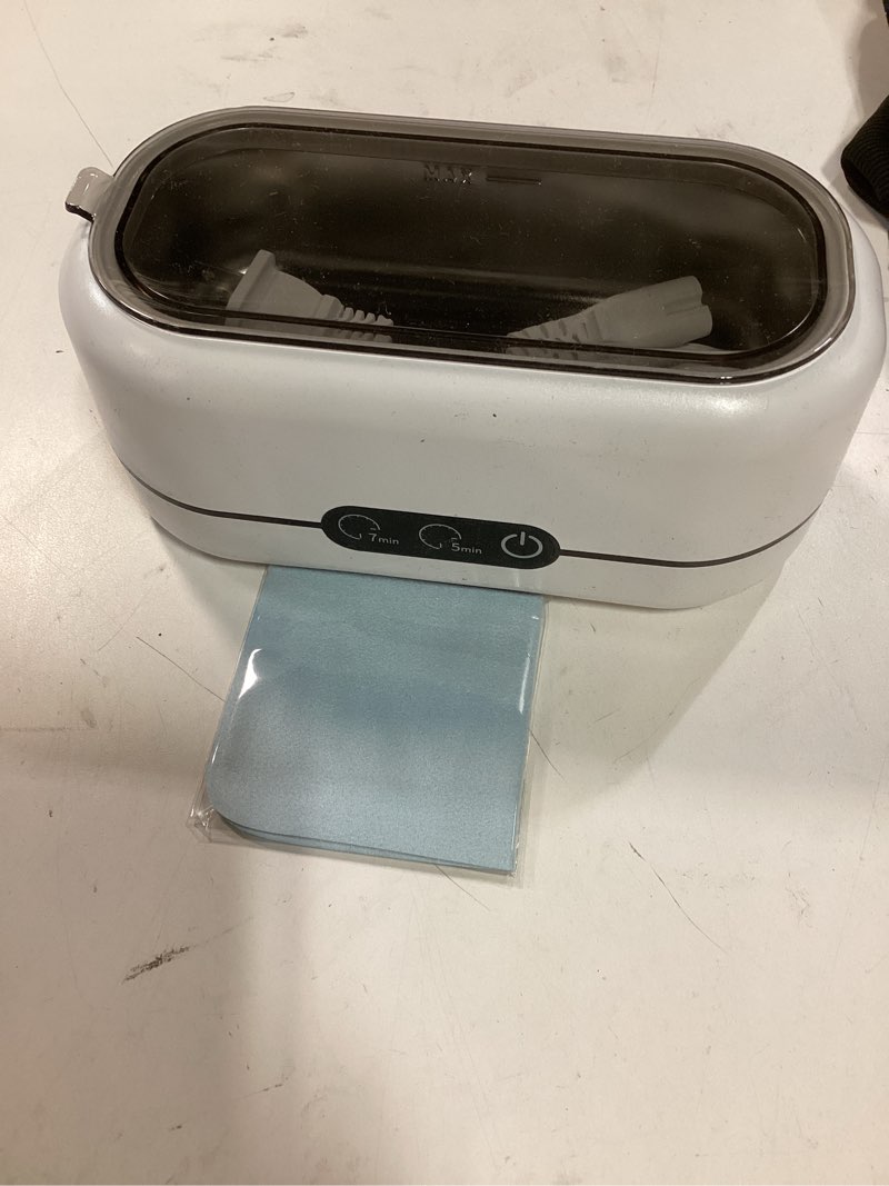 Condition photo showing Good Condition for Ultrasonic Jewelry Cleaner, 48KHz Ultrasonic Cleaner Machine for Jewelry, Eyeglasses, Rings, Watch Strap, Dentures-Dual Cleaning Modes, 304 Stainless Steel Tank White