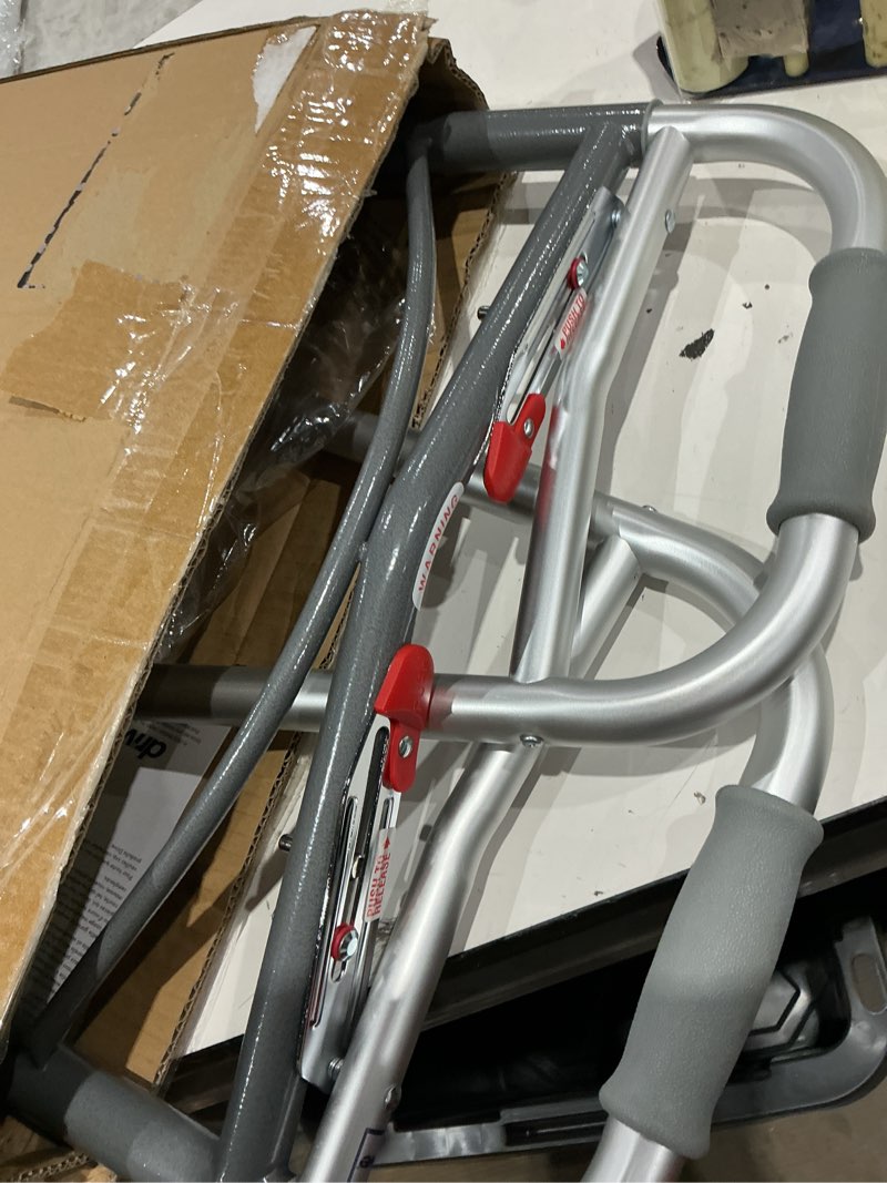 Condition photo showing Good Condition for drive medical two-button folding walker with wheels - lightweight rolling mobility support - adjustable height - dual push-button operation - 5 inch front wheels - durable aluminum - silver 2-button walker