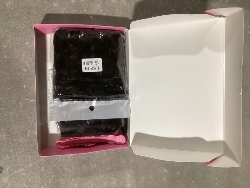 Condition photo showing New/Like New for Curly Clip In Hair Extensions, 4PCS 16 Inch Dark Brown Extensions Clip Ins Lace Weft Short Curly Invisible Natural Hairpieces for Women Dark Brown 16 Inch