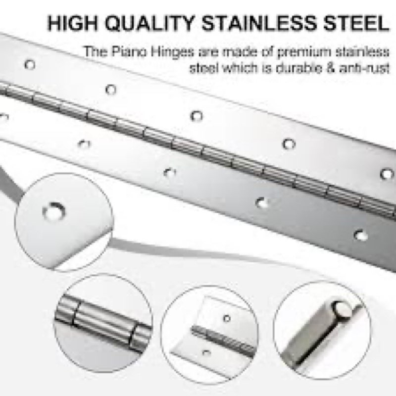 Heavy Duty Piano Hinge 36 Inch x 3 Inch Width, True 0.060'' Thick Stainless Steel Piano Hinge for He