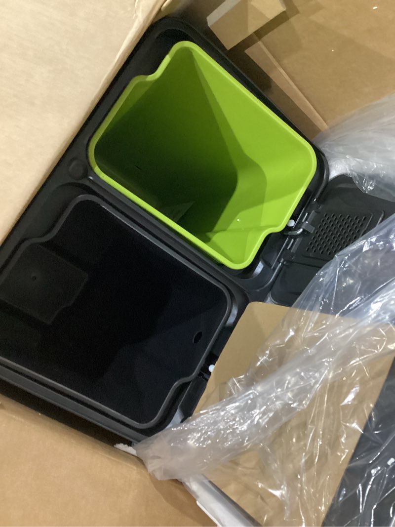 Condition photo showing Good Condition for simpli-magic 60 liter / 16 gallon rectangular hands-free dual compartment recycling kitchen step trash can with soft-close lid, brushed stainless steel