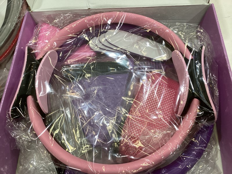 Condition photo showing Good Condition for pilates ring ball equipment kit - 27pcs, 12" & 14" magic circle workout rings, 9.8" exercise balls, workout cards, resistance bands, women yoga essentials set for beginners, home reformer accessories