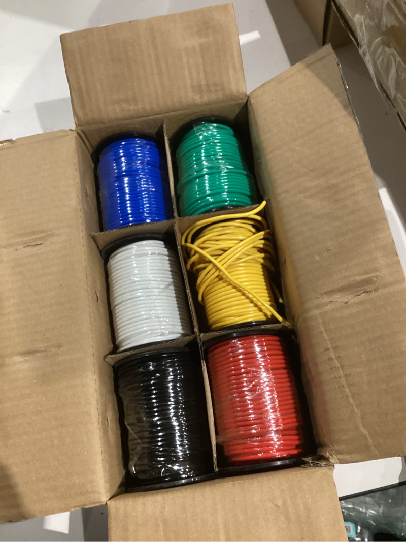 Condition photo showing As Is for 16 Gauge Wire 600FT, 16 AWG Auto 100ft Each Spool, 6 Colors Copper Clad Aluminium Low Voltage Electrical, Hookup Wire Kit for Breadboard/Automotive/DIY/Battery 16AWG-600FT