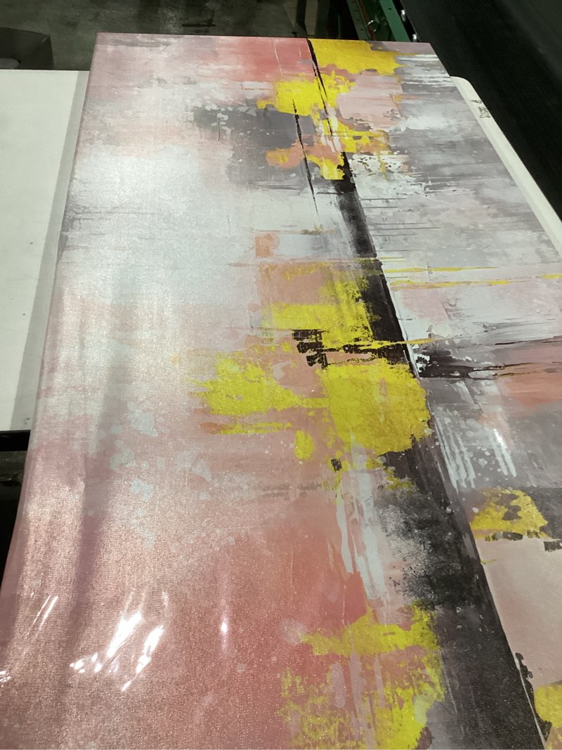 Condition photo showing As Is for Large Abstract Wall Art Bedroom Pink Wall Decor Gold Wall Art for Living Room Office Artwork Canvas Pictures Size 24" x 48" 24" x 48" Pink