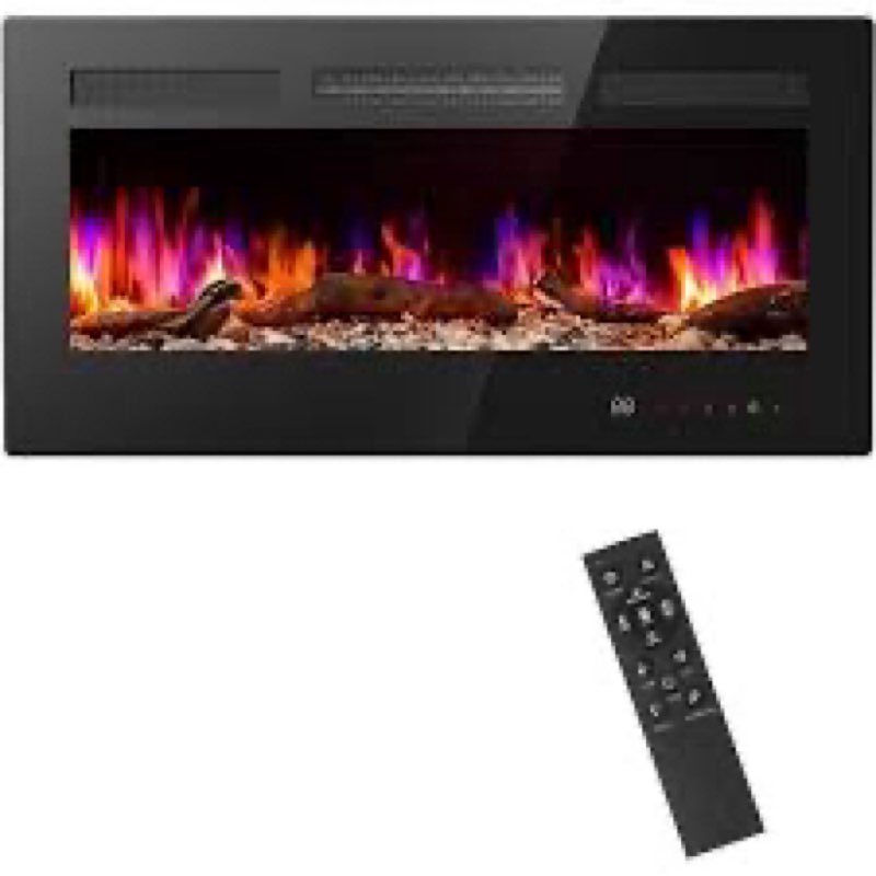 electric fireplace insert, 1500w wall mounted & recessed fireplace