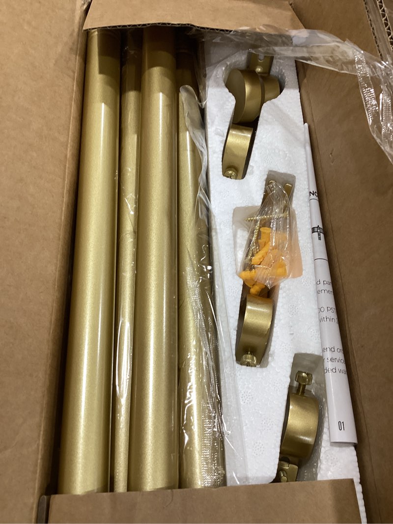 Condition photo showing Good Condition for yafex curtain rods 32-144 inch, heavy duty 1 inch adjustable curtain rod for windows, gold extra long window treatment rods, modern design, easy installation 32" to 144" gold