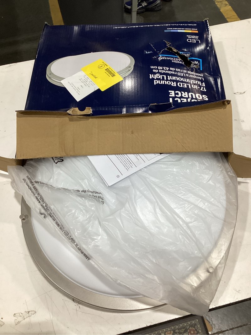 Condition photo showing As Is for project source 1-light satin nickel led flush mount light