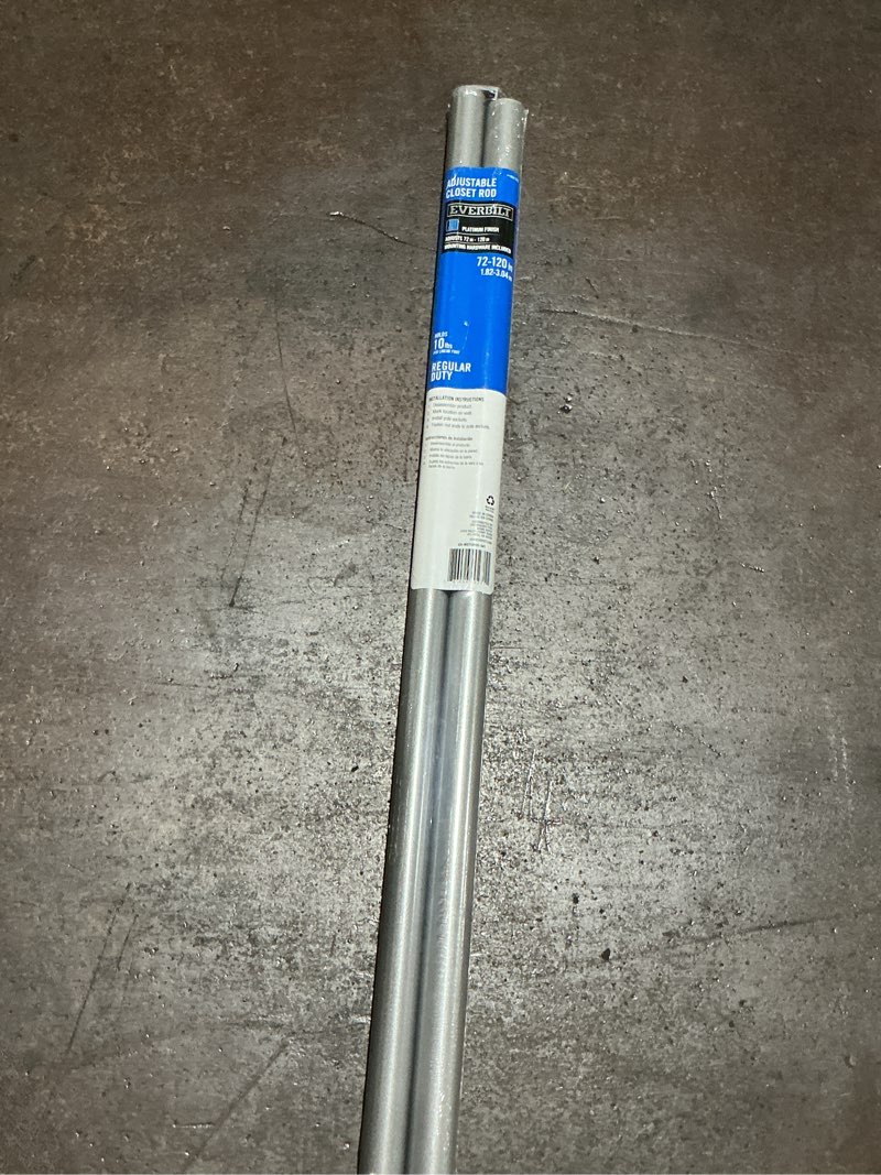 Condition photo showing New/Like New for 72 in. - 120 in. platinum adjustable closet rod