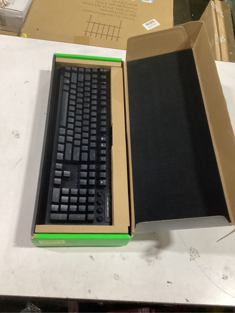 Condition photo showing New/Like New for Razer BlackWidow V4 Pro Wired Mechanical Gaming Keyboard: Green Switches Tactile & Clicky - Doubleshot ABS Keycaps - Command Dial - Chroma RGB - Magnetic Wrist Rest - Snap Tap (Renewed) Green Switches - Tactile & Clicky