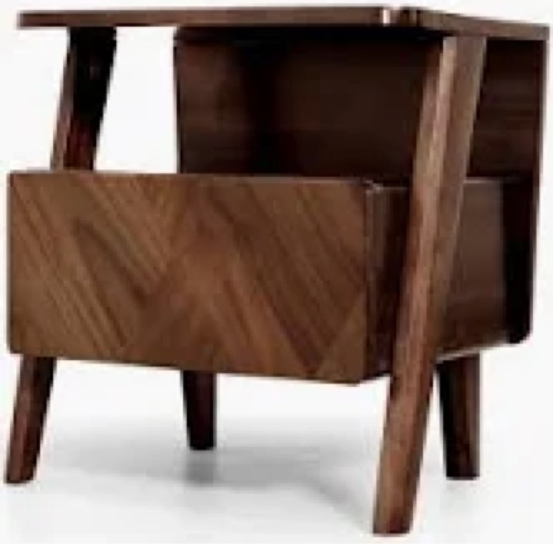 Solid acacia wood nightstand bedside table with drawer