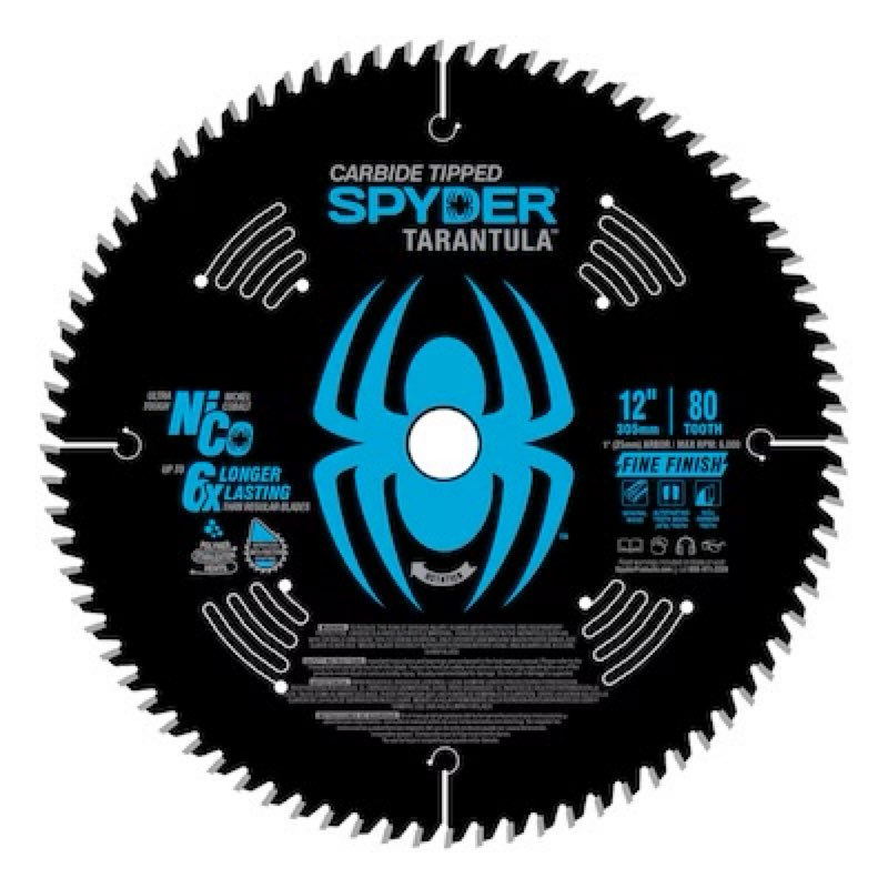 spyder fine 12-in 80 -tooth fine finish tungsten carbide-tipped steel miter/table saw blade