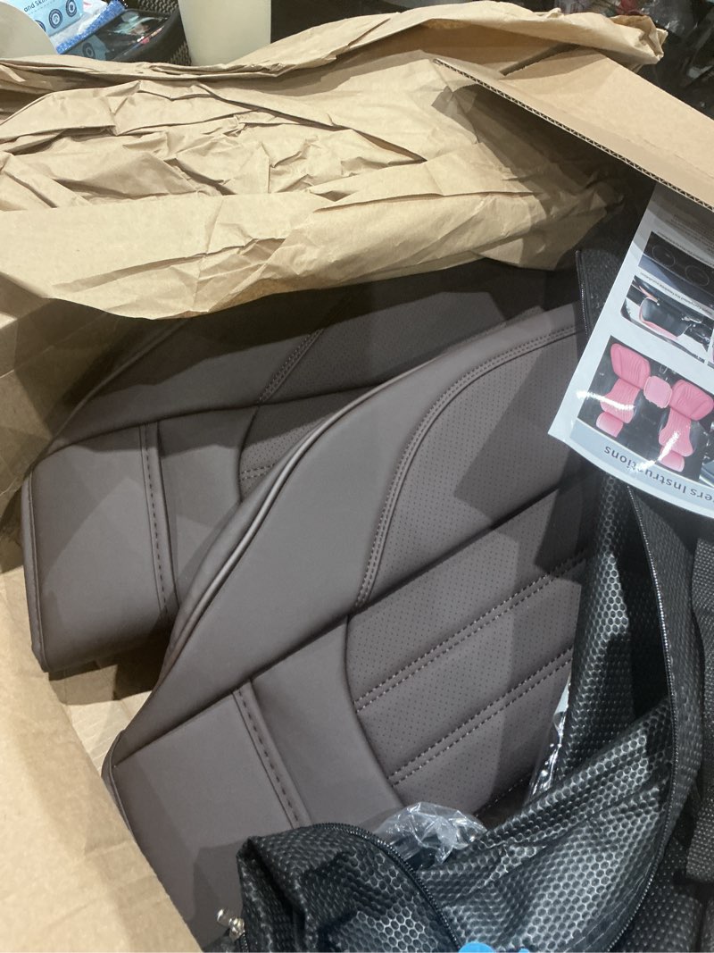 Condition photo showing Good Condition for brown))))bwtjf 2 pack front car seat bottom covers, universal auto seat cushions, nappa leather full wrapping edge compatible with most of vehicles - suvs/sedans/pickup trucks, beige beige styleb-lozenge