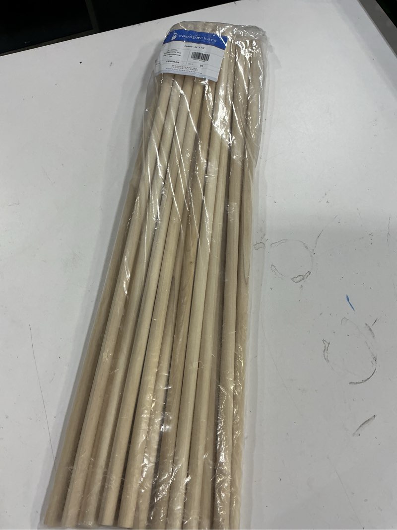 Condition photo showing Good Condition for dowel rods wood sticks wooden dowel rods - 1/2 x 24 inch unfinished hardwood sticks - for crafts and diyers - 25 pieces by woodpeckers 1/2" x 24" dowels 25
