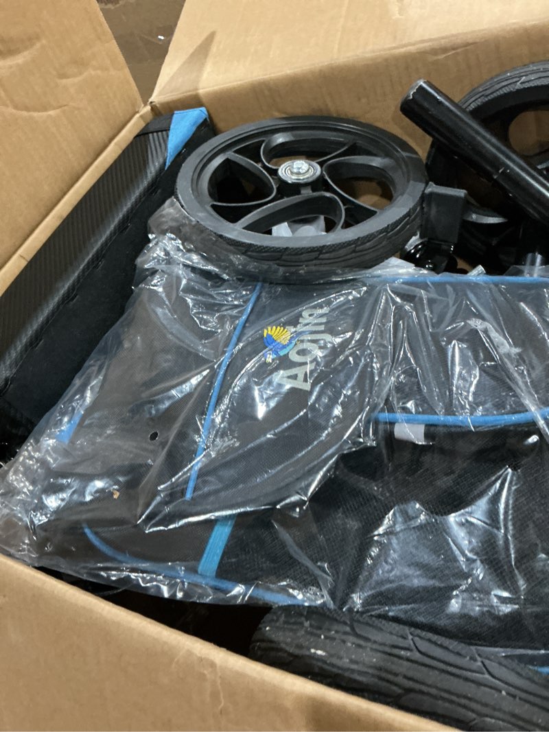 Condition photo showing Good Condition for aojin knee scooter for adults for footinjuries, 300lbs capacity, all terrain foldable knee scooter walker with bag, 13" wide pu seat, compact crutches alternative (blue) blues
