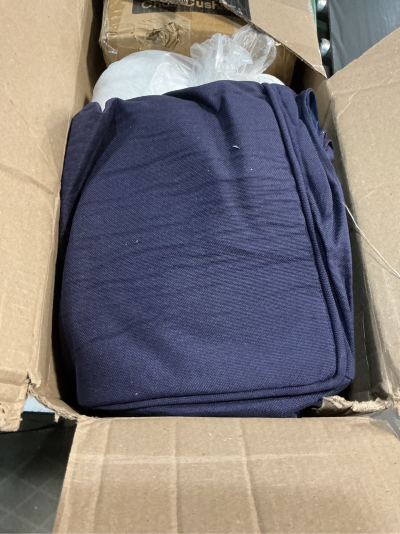 Condition photo showing Good Condition for outdoor olefin chair cushions 22"x22"x5" set of 2 waterproof patio seat cushions for patio furniture with 4-level color fastness sofa pads with handle diy straps for yard garden, dark blue dark blue 2 set-22"x22"x5"